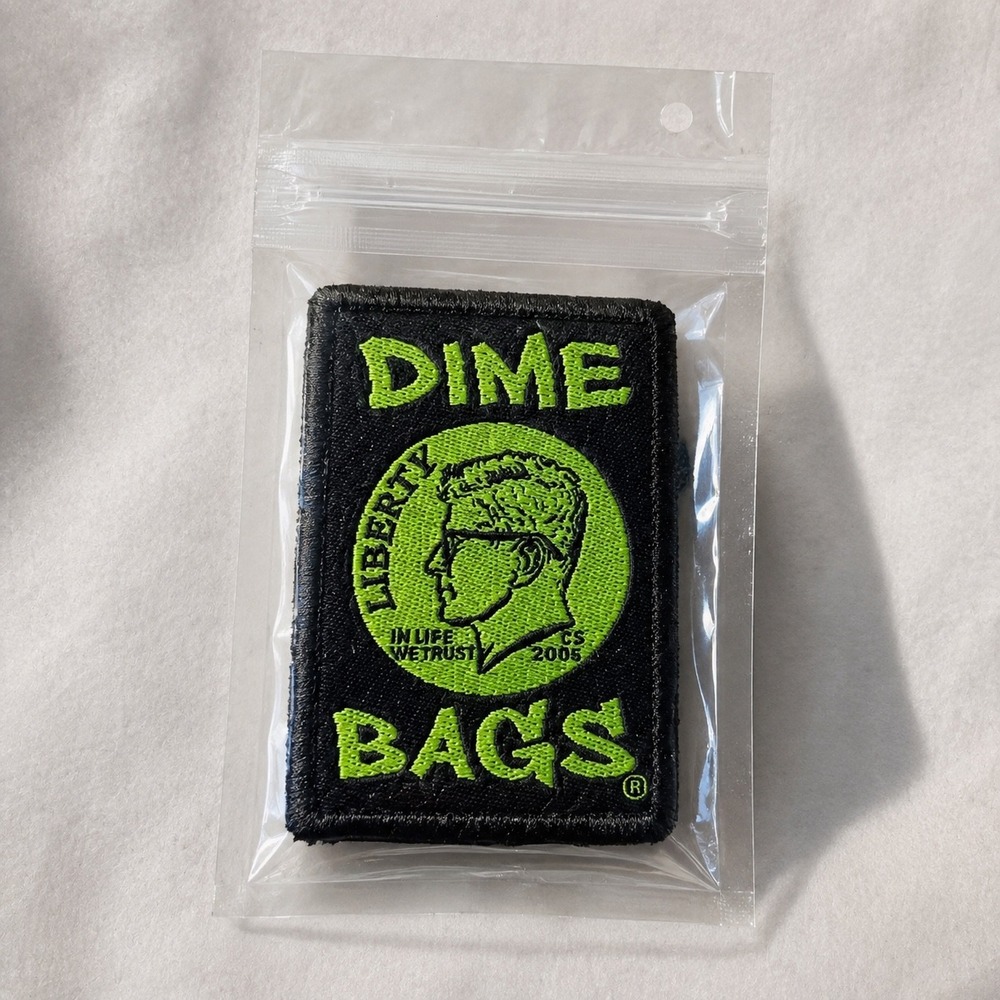 Dime Bags Liberty In Life We Trust Neon Green Black Hook and Loop Morale Patch